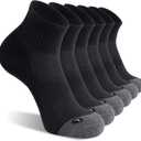 FITRELL 6 Pack Men's Athletic Ankle Socks Cushioned Sports Running Socks 7-9/9-12/12-15 (Black)