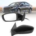 JDMSPEED Left Driver Side View Mirror Black Compatible with 2011-2014 Hyundai Sonata Manual Folding Power Glass Replace#HY1321165 876203Q000(3Pins)