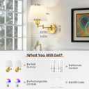 Battery Operated Wall Sconce, Wireless Rechargeable Wall Lights, Swing Arm Wall Lamps with Remotes Dimmable 15 Colors Detachable Bulbs, Gold Sconces Wall Decor Set of 2 for Bedroom Living Room