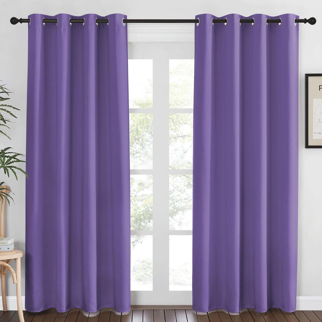 NICETOWN Blackout Curtains 84 Inch Length, Thermal Insulated Room Darkening Drapes Grommet Window Covering for Living Room Bedroom (W52 x L84 Inch, 1 Panel, Lilac Purple)