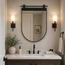 NXHOME Gold Arch Bathroom Mirror 28" x 20" Brushed Gold Metal Frame Barn Door Mirrors Farmhouse Bathroom Vanity Mirror for Over Sink, Entryway, Dining Room Wall Decor