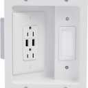 Legrand - OnQ in Wall Cable Management Kit with USB, TV Outlet Wall Kit Hides Cords, in Wall TV Power Kit Works with All Plugs, Recessed TV Outlet, White, HT21USBWHV1 (Hardwired)