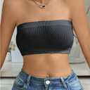 WDIRARA Women's Ribbed Tube Tops Bandeau Bra Wireless Bralette Strapless Tube Top (M)