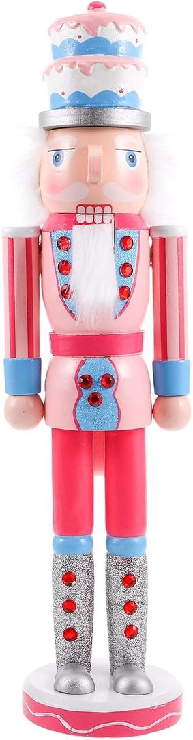 IMIKEYA Christmas Nutcrackers Figure: 1PCS Pink Wooden Nutcracker Soldier Christmas Ornament Decoration Ornament for Xmas Indoor Tabletop Desktop Shelves
