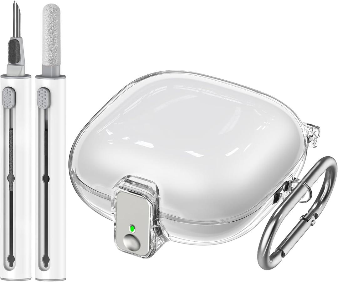 with Safety Lock for Beats Fit Pro Case Cover,Cleaner Kit for Beats Fit Pro,Accessories with Anti-Lost Keychain/Silicone Wrist Strap(Clear) | with Safety Lock, Silicone Wrist Strap, Clear (A1-Clear+Bi)