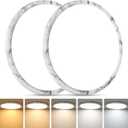 Brightever 12 Inch LED Flush Mount Ceiling Light Fixture, 24W 3200LM Super Slim 0.67 Inch, Dimmable & 2700K-6500K 5 Color Adjustable LED Ceiling Lights for Kitchen, Living Room, 2 Packs Marble