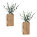 Dahey 2 Pack Wood Wall Planter Vase with Artificial Eucalyptus Farmhouse Wall Hanging Decor Pocket Planter for Indoor Fake Plants Greenery Flowers, livingroom Bedroom Kitchen Home Office Decoration