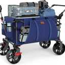 EVER ADVANCED Folding Push Wagon with Brakes, Portable Shopping Cart