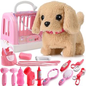 15 Pcs Robot Puppy Dog Toys for Girls Kids Boys, Realistic Robot Puppy Toys with Walk & Bark, Toy Gifts for 3 4 5 6 Year Old, Ideas 3 4 5 6 Year Old Girls Birthday Gifts