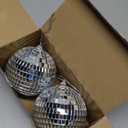 Youdepot Disco Ball 4" Inch 2-Pack,Silver Hanging Ball with Attached String for Ring,Reflects Light, Fun Party Home Bands Decorations, Party Favor.