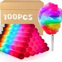100 Pcs LED Cotton Candy Cones - Glowing Cotton Candy Sticks for Parties - Reusable & Waterproof Cotton Candy Holders - Vibrant Colors for Christmas, Birthdays & Events