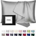 INSSL Silk Pillowcase for Women, Mulberry Silk Pillowcase for Hair and Skin and Stay Comfortable and Breathable During Sleep (Queen, Grey)