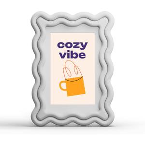 YESKAY 4x6 Picture Frame with Mat for 3.5x5,Cute Wavy Edge Photo Frame with Real Glass,Wooden Scalloped Frame for Tabletop or Wall Hanging,White,1 Pack