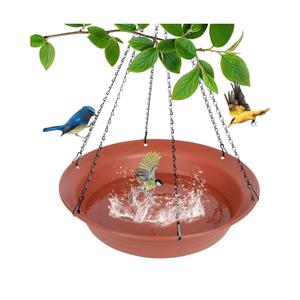 Afrine Hanging Bird Bath for Outside, Hanging Bird Water Feeder for Outdoor, Birdbath Bowl, Birdbaths for Outdoors Balcony Window Backyard Garden, Small Large Wild Birdfeeder Tray (12", Terracotta)