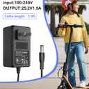 25.2V 1.5A Charger for Segway Ninebot C2 Pro & E2 Plus, 5.5mm x 2.1mm DC Adapter for ZING C8 C10 C20 & Gyroor H30 Electric Scooter