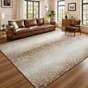 Soft Antelope Rug 5x7 Ft, Animal Print Rugs for Living Room Bedroom, Non-Slip TPR Backing for Hardwood Floors, Machine Washable & Easy to Clean, Pet Friendly Carpet for Kids, Brown, White