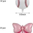 25pcs Gender Reveal Party Balloon, 13Pcs Mini Pink Bow Foil Balloons 12Pcs Foil Baseball Balloons for Baseball or Bows Gender Reveal Party Decorations Supplies