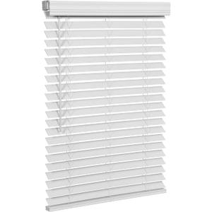 SMONTER 2" Slat Faux Wood Blinds with Crown Valance- Cordless Horizontal Blinds Room Darkening Blinds for Windows Bedroom, Bathroom, Living Room, Glass Door Interior Decor, 45" Wx 48" H
