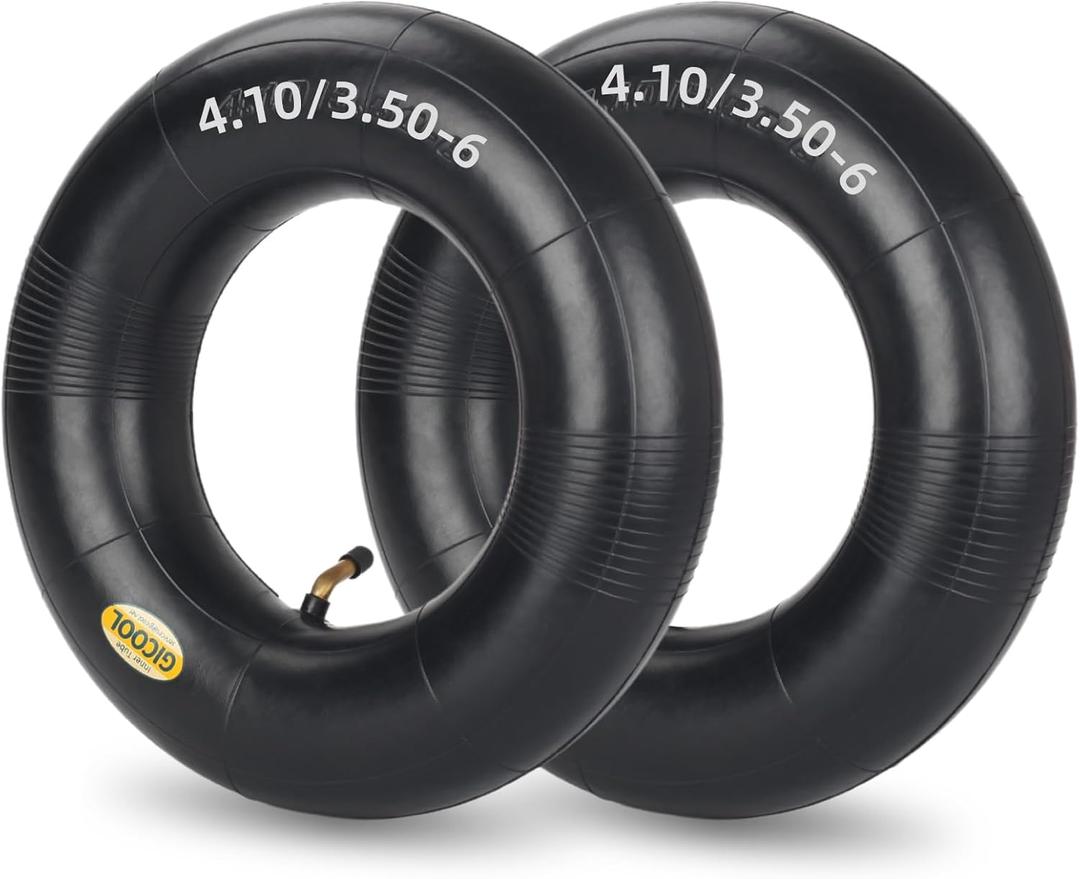 GICOOL 4.10/3.50-6 Replacement Inner Tubes, 2 Pack with TR-87 Valve Stem, Heavy Duty, Fit 13" Tires, For Wheelbarrow, Garden Utility, Wagon, Go Cart, Lawn Mower