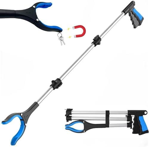 Grabber Reacher Wheelchair aid, FitPlus Premium Grabber Tool Accessory 34 Inch, Strong Magnet Grabber Reacher for Elderly, Lightweight Extra Long Handy for Trash (Blue, 43 Inches)