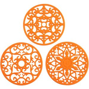 Colinda Silicone Trivet for Hot Dishes, Hot Pot and Pads - Protect Countertop from Hot Pot and Pans Coming Out from The Oven or Stove - Non-Slip & Heat Resistant,Orange,Set of 3
