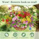 Elyum Artificial Hanging Flowers for Outdoors, UV Resistant Fake Flowers with Hanging Baskets, Artificial Flowers for Decoration Outdoors Garden, Spring Decor for Patio Porch(Mixed Color)