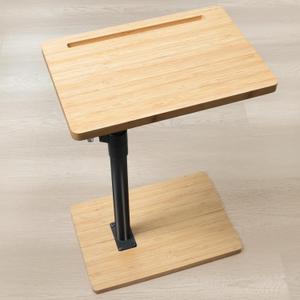 360 Rotatable Sofa Tray Table for Couch Arm - Height Adjustable End Table for Bed or Chair with Phone & Tablet Slots, TV Tray Table, Side Table Tray for Small SpacesBamboo,Rectangle (Natural)