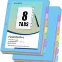 XHSHENG 16Pcs/2 Sets Binder Dividers for 3 Ring Binder,8 Tab Plastic Dividers with Tabs, Pastel Color File Dividers, Notebook Dividers for School, Office