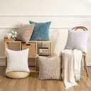 Set of 2 Decorative Khaki Throw Pillow Covers 18x18 No Cusion Inserts, Boho Pillow Cases for Couch Sofa Bed Living Room, Soft Textured Chenille Case with Zipper Gift Home Deco, Khaki