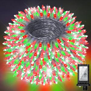 300 LED Christmas Tree Lights, Connectable Christmas Lights Indoor with Timer Memory & Dimmable & 12 Modes, 75FT Decoration Fairy String Lights for Outside Bedroom Home Patio Yard Tree, Red & Green