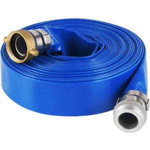 1-1/2'' ID x 50 FT PVC Discharge and Backwash Hose with Aluminum Pin Lug Fittings for Swimming Pools, Heavy Duty Reinforced Hose,Blue