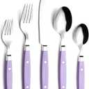 ANNOVA Silverware Set, Retro/Rivet Colorful Stainless Steel Tableware Kitchen Flatware Set Utensils, Includes Dinner Knives, Forks, Spoons, Salad Forks & Dessert Spoons (Lilac, 20 Pieces)