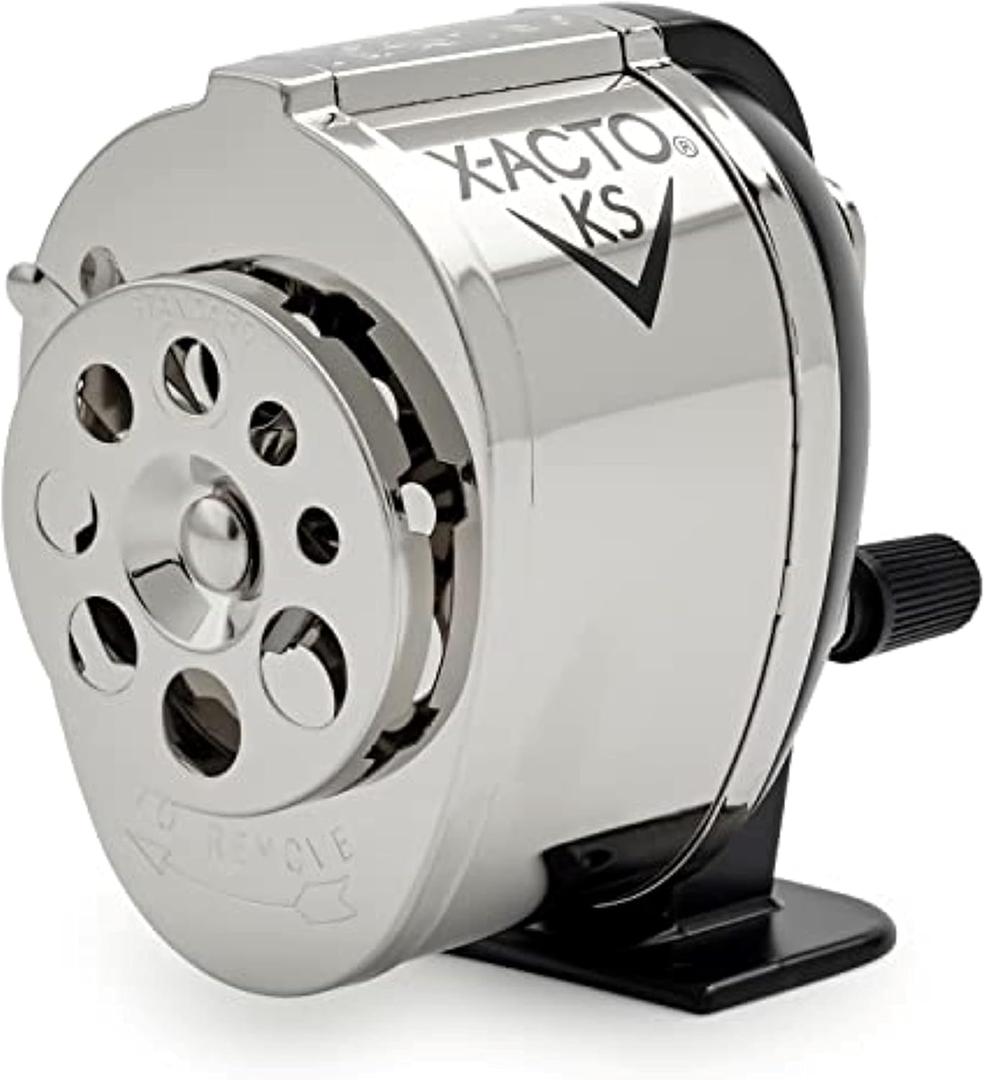 X-ACTO KS Manual Pencil Sharpener, Mountable, Metal, 1 Count - Classroom, Teacher Supplies, Adjustable for 8 Pencil Sizes