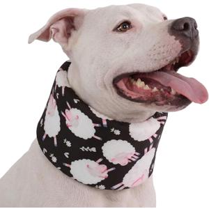 LovinPet Dog Recovery Collar, Adjustable Soft Cone for Medium & Large Dogs, Post-Surgery Comfort & Lick Prevention, Sheep Print,Black