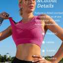 RUNNING GIRL Sports Bras for Women High Support,Seamless Ribbed Longline High Neck Sports Bra Racerback Padded Crop Top Yoga (XXL)