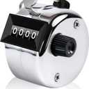 Clicker Counter, Metal Hand Tally Counter Clicker with 4 Digit Display, Pitch Counter for Golf Stroke, Baseball, Coaching, Knitting, Lap, Row Sport, Silver