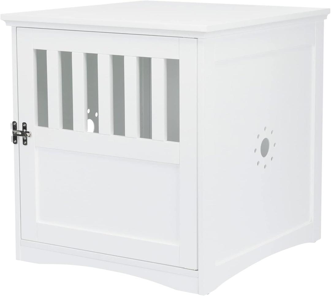 Trixie 19" x 20" Wooden Indoor Dog Crate, Small Side Table Home for Any Room, Ideal for Small Dogs, White
