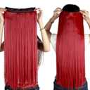 S-noilite Trendy 24"/26" Straight Curly 3/4 Full Head One Piece 5clips Clip in Hair Extensions Long Poplar Style for Women Gifts 22colors(26"-straight,dark Red)