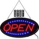 Kanayu 3 Pcs Open LED Neon Sign and Push Pull Stickers Sign Set 19 x 10 Inch Open Electronic Advertisement Display 5 x 2 Inch Vinyl Push Pull Vertical Decal Self Adhesive for Shop Bar