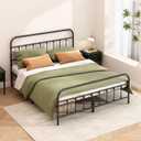 Kujielan Metal Bed Frame - Structurally Stable Heavy Duty Steel Slat Supported Queen Bed Frames,No Box Spring Needed for Easy Removal and Transport