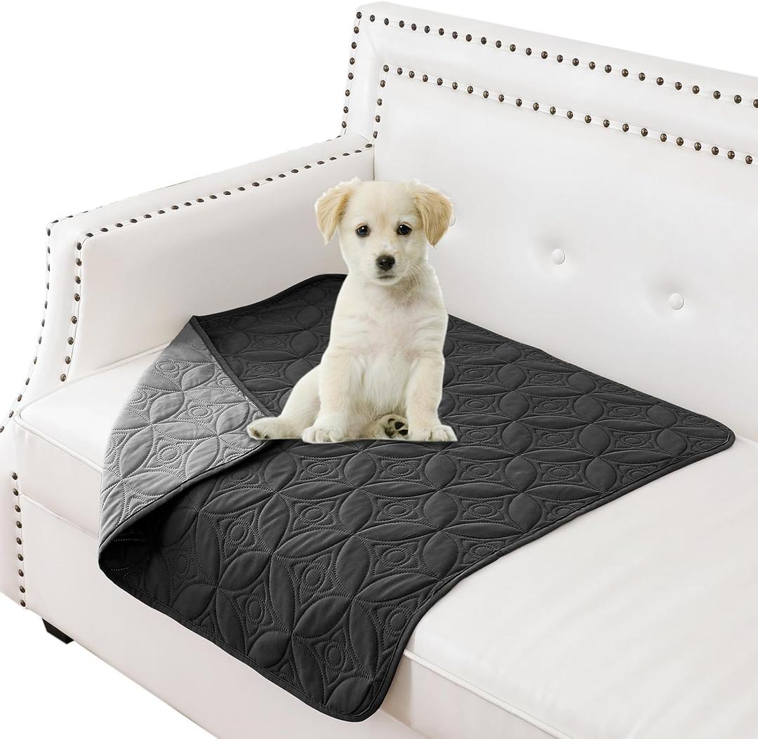 Waterproof Dog Blanket, 30x30 inches Small Pet Couch Covers for Sofa, Chair Bed Furniture Protector from Dogs Washable and Reversible-Black+Darkgrey