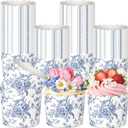 Funnymoom 100 Pcs Blue Floral Paper Baking Cups Blue White Wildflower Ice Cream Cup Disposable Cupcake Liners Wrappers Decorative Dessert Bowls for Food Baby Shower Wedding Birthday Party Supply