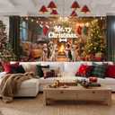 Christmas Garage Door Banner 13x6ft Merry Christmas Dogs Fireplace Theme Backdrop Banners for Outside Indoor Winter Door Cover Garage Wall Covering for Party Garage Decorations
