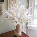 7 PCS Artificial Fall Stem Fake Plants, 26 in Fake Leaves Autumn Greenery Branches White Flowers Faux Foliage DIY Stems for Vase Thanksgiving Home Kitchen Office Indoor Centerpiece Table Decoration