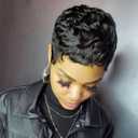 Short Human Hair for Black Women Pixie Cut Wig for Women Brazilian Virgin Human Hair Full Made Wigs for Women Slight Curly 1B Color (1B Slight Curly)