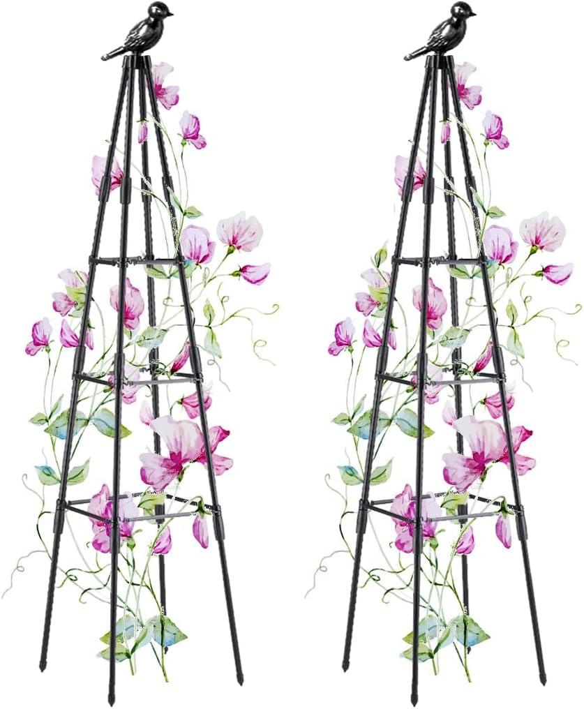 Garden Trellis, 47" Plant Trellis for Potted Plants Flowers Vegetables and Vines,Tomato Cage Tower,Garden Obelisk Trellis,Plant Support Stand for Climbing Plants Outdoor and Indoor-2 Pack