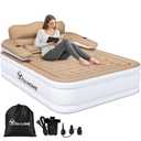 YITAHOME Queen Size Air Mattress with Headboard and Built-in Pump, 18in Blow Up Mattress with Carry Bag, and Nozzles for Home, Camping, and Travel