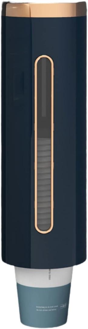 Cup Dispenser, Pull Type Water Cooler Cup Holder, Wall Mounted Paper Cup Holder Fit 5oz-7oz Disposable Cups, Plastic Cup Dispenser for Office Home School Kitchen, Blue