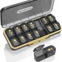 Pill Organizer 2 Times A Day, 7 Day Am Pm Pill Box  Acedada Weekly Pill Organizer Twice A Day, Portable Removable Daily Medicine Container Dispenser Case for Vitamin Fish Oil Supplement, Black Grey