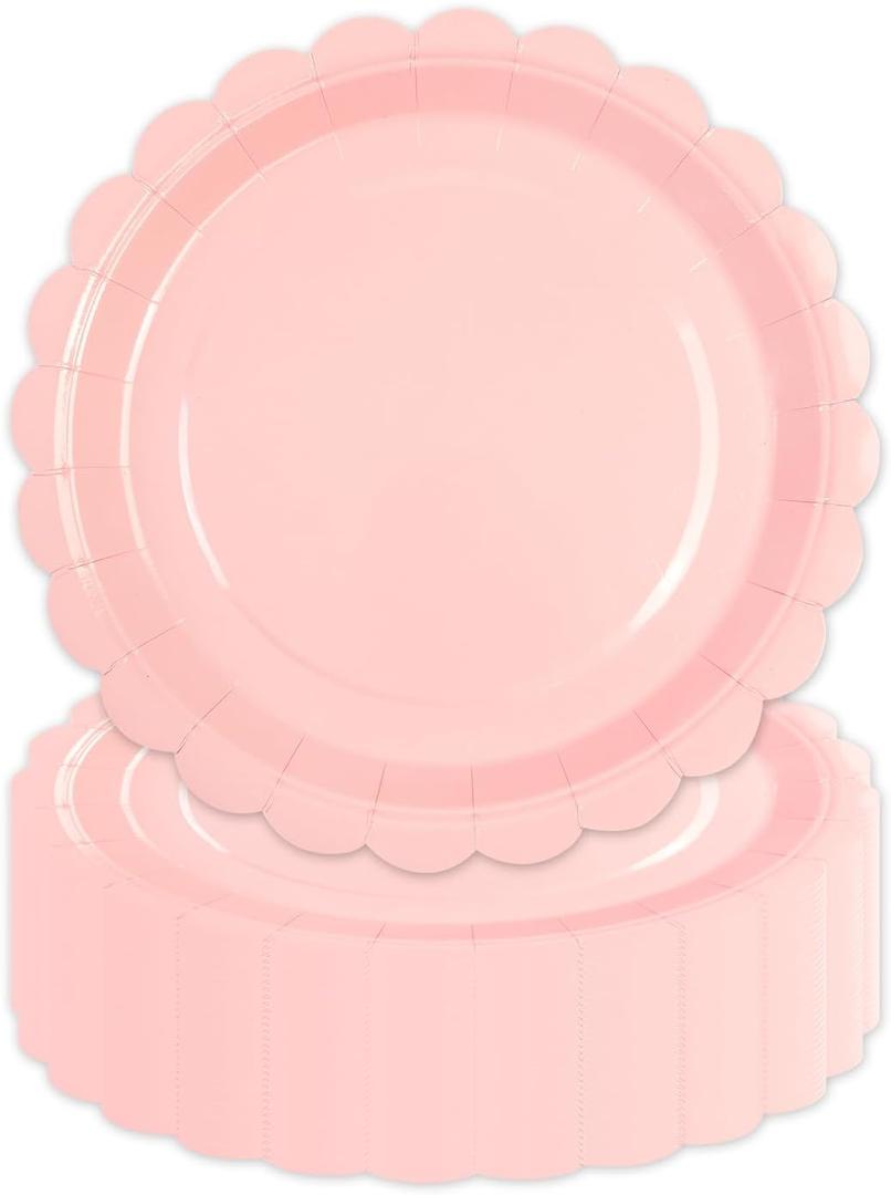 7 inch Pink Paper Plates 50 Pcs Dessert Plates Dinner Tableware Party Supplies For Birthday Picnic Party Decoration